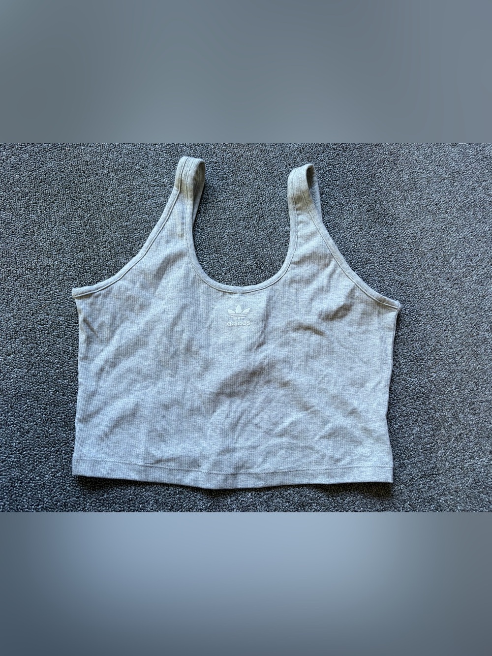 Adidas crop tank top gray LARGE women’s NWT COTTON